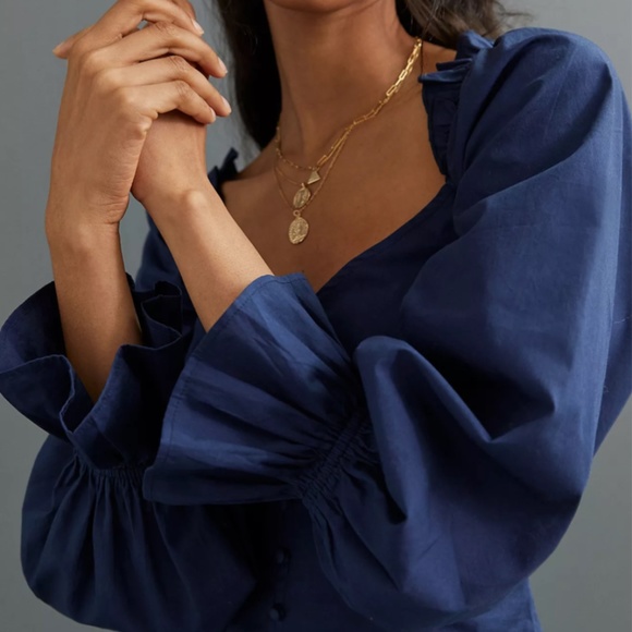 ANTHROPOLOGIE Puff-Sleeved Sweetheart Blouse - Picture 2 of 5